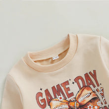 Load image into Gallery viewer, Baby Toddler Girls Game Day Fall Football Bow Letter Print Crew Neck Long Sleeve Pullover Top
