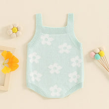 Load image into Gallery viewer, Baby Girl Summer Knit Romper Casual Floral Print Sleeveless Jumpsuit
