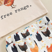 Load image into Gallery viewer, Baby Toddler Girls 3Pcs Set Free Range Farm Chicken Short Sleeve O-Neck Top with Long Flare Pants and Headband Outfit
