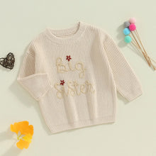 Load image into Gallery viewer, Baby Toddler Kids Girls Big Sister Autumn Winter Knit Sweater Long Sleeve O Neck Letter Embroidery Pullover Knitwear Top
