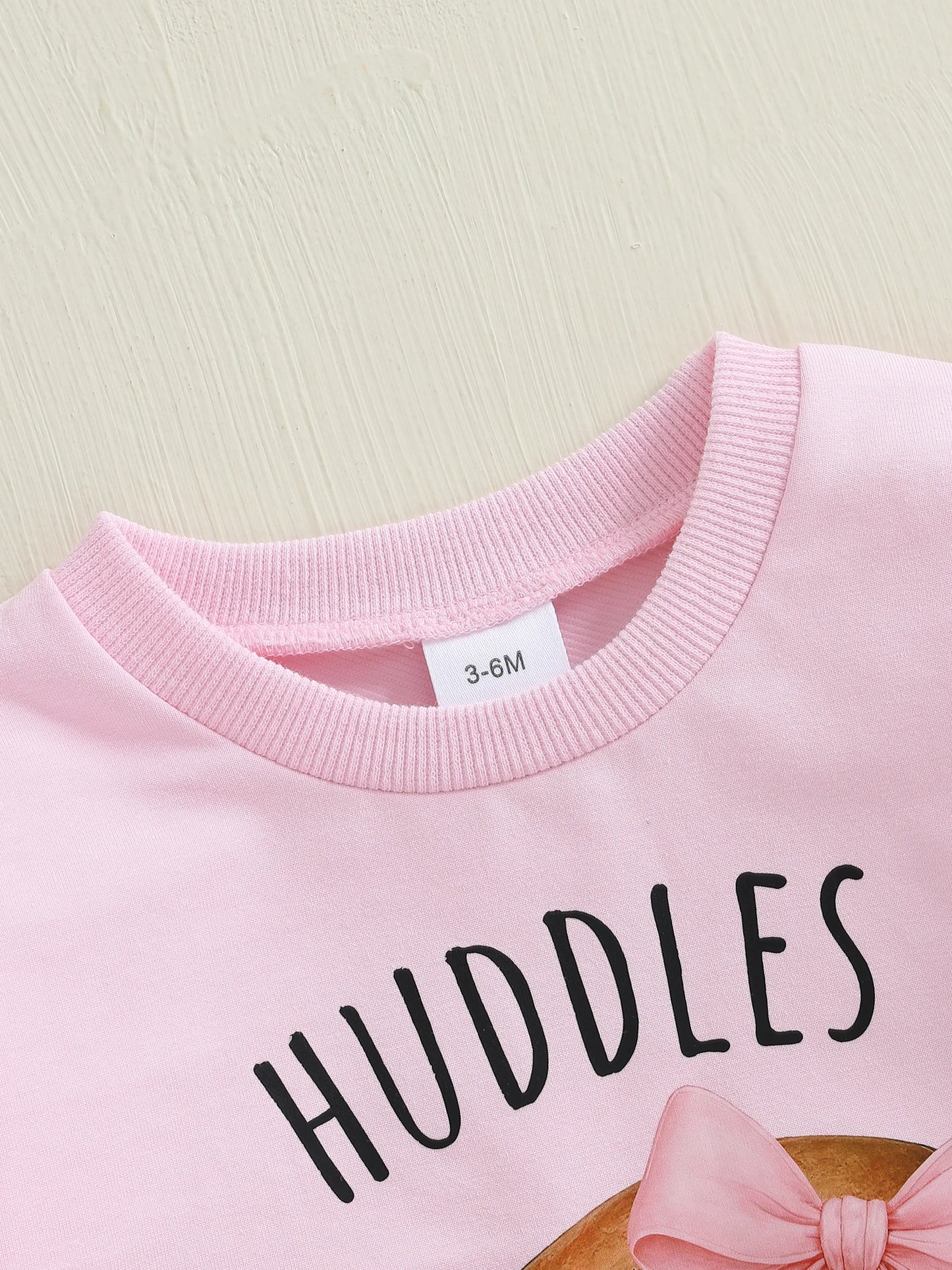 Baby Girl Huddles and Cuddles Bubble Romper Long Sleeve Crew Neck Bow Football Print Bodysuit Clothes