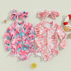 Baby Girl 2 Pcs Long Sleeve Cute Swimwear Set