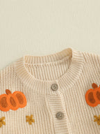 Baby Toddler Girls Halloween Sweater Casual Pumpkin Pattern Infant Button Cardigan Knitwear Warm Clothes Top