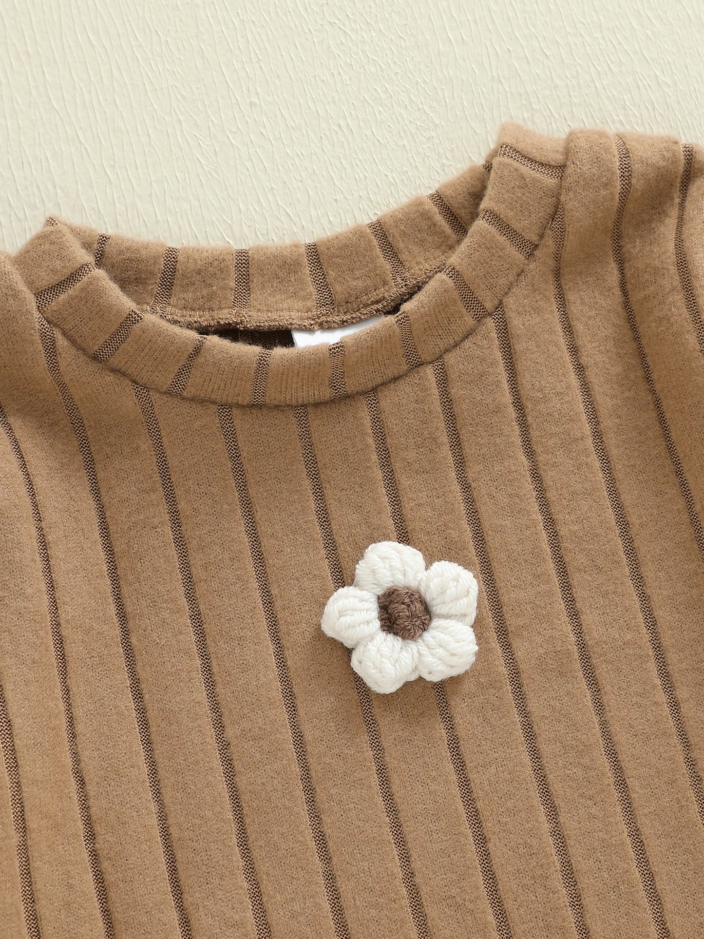 Baby Toddler Girls 2Pcs Clothing Set Long Sleeve Flower Top with Solid Color Pants Outfit