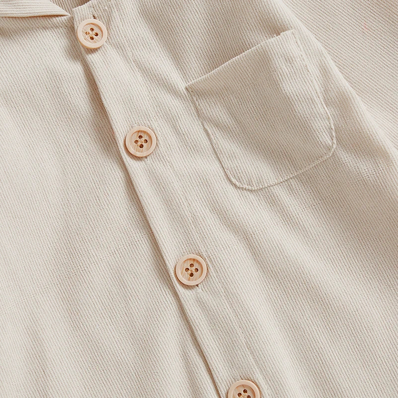 Baby Boys Girls Button-up Jumpsuit Cute Bear Ears Hooded Long Sleeve Chest Pocket Fall Romper Unisex