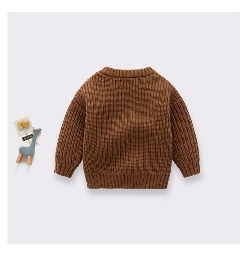 Baby Toddler Kid Boys Girls Sweater Winter Clothes Warm Thick Knit Pullover Top Infant Long Sleeve Basic Knitwear