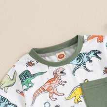 Load image into Gallery viewer, Baby Toddler Boy 2Pcs Summer Outfits Short Sleeve Dinosaur Print Top + Shorts Set Baby Clothes
