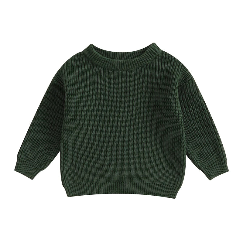Baby Toddler Girls Boys Sweaters Knitting Pullovers Tops Solid Color Basic Cotton Long Sleeve Sweater Top