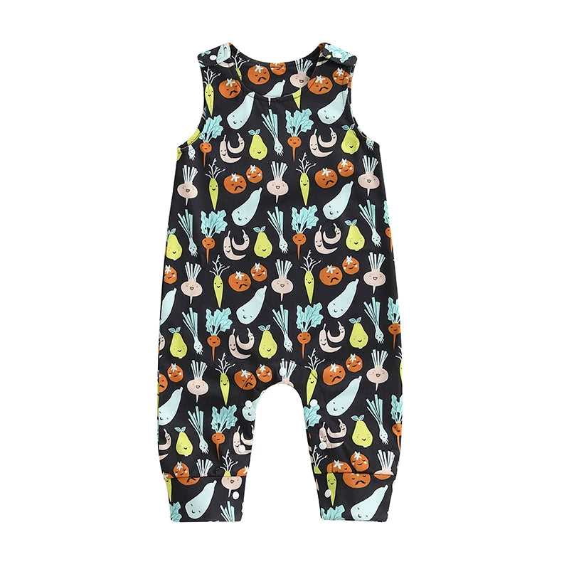 Baby Toddler Boys Romper Summer Sleeveless Tank Round Neck Graphic Print Jumpsuit Playsuit