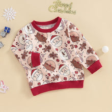 Load image into Gallery viewer, Baby Toddler Boys Girls Christmas Reindeer Santa Print Crew Neck Long Sleeve Pullover Tops Loose Shirt
