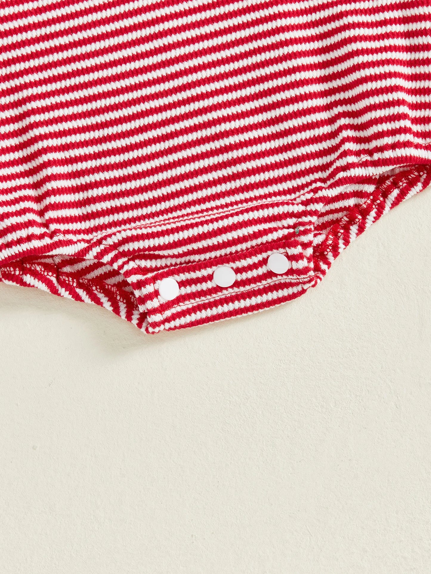 Baby Girls Boys Striped Romper Fashionable Christmas Gingerbread Embroidery Round Neck Long Sleeve Jumpsuit