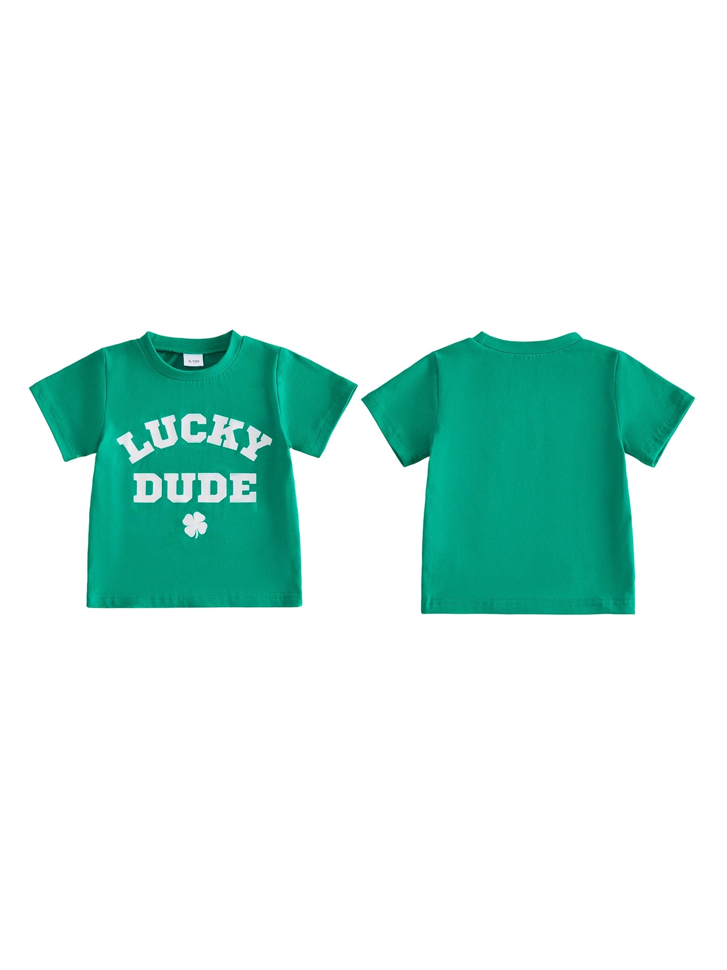 Baby Toddler Boys Summer T-Shirt Letter Shamrock Print Lucky Dude Short Sleeve Round Neck St. Patrick's Day Top