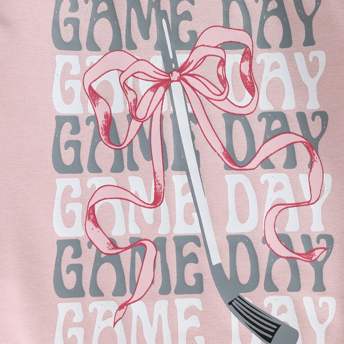 Baby Girls Fall Romper Bow Hockey / Game Day Letter Print Long Sleeve Round Neck Bubble Jumpsuit