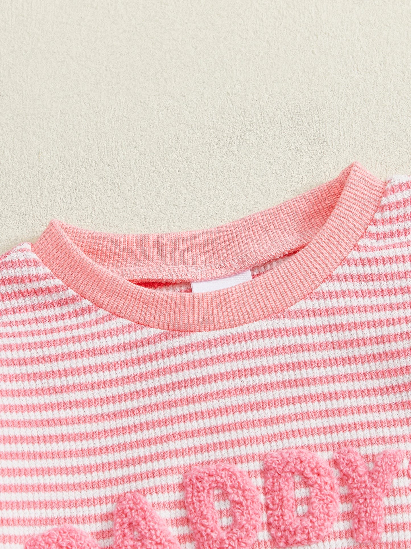 Baby Toddler Girl 2Pcs Daddy's Girl Fall Stripe Outfits Letter Embroidery Long Sleeve Round Neck Pullover Elastic Waist Pants 2Pcs Set