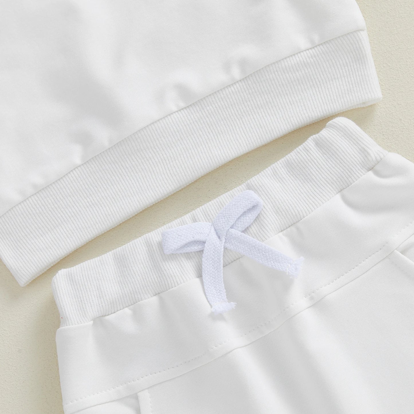 Baby Toddler Boy Girl 2Pcs Spring Fall Outfits Solid Color Long Sleeve Round Neck Pullover Top + Elastic Waist Long Pants Jogger Set