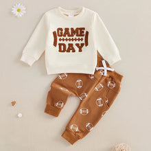 Load image into Gallery viewer, Baby Toddler Boys Girls 2Pcs Outfit Game Day Long Sleeve Letter Embroidery Pullover Top Football Print Pants Jogger Set
