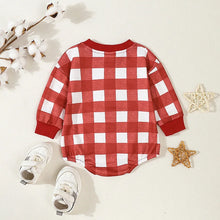 Load image into Gallery viewer, Baby Girls Boys Sweatshirts Rompers Plaid Checker Long Sleeve Toddler Fall Bodysuits Jumpsuits
