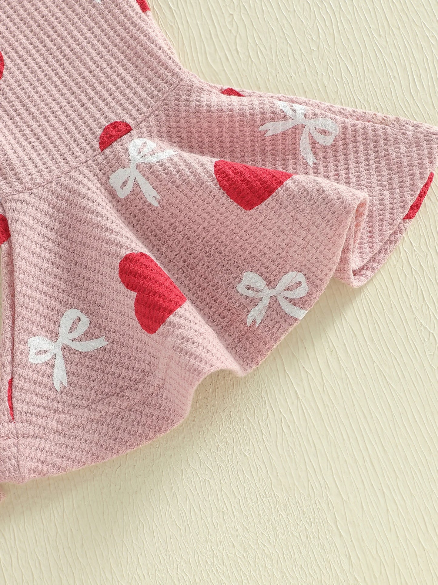 Baby Toddler Girls LOVER Valentine's Day Tank Top Flare Leg Overalls Jumpsuits Letter Embroidery Heart Print Bell Bottom Romper