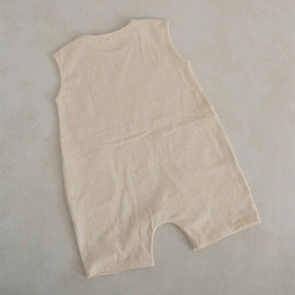 Baby Boys Girls Romper Playsuit Jumpsuit 100% Cotton Neutral Colours Pockets Soft Solid Baby Onepiece Clothes