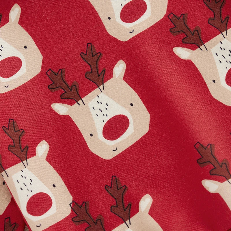 Baby Toddler Boys Girls Christmas Set Cartoon Reindeer Print Long Sleeve Crewneck Top with Elastic Waist Pants Outfit