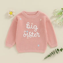 Load image into Gallery viewer, Toddler Kids Girl Big Sister Sweater Cute Long Sleeve Letter Embroidery Knit Pullover Loose Top
