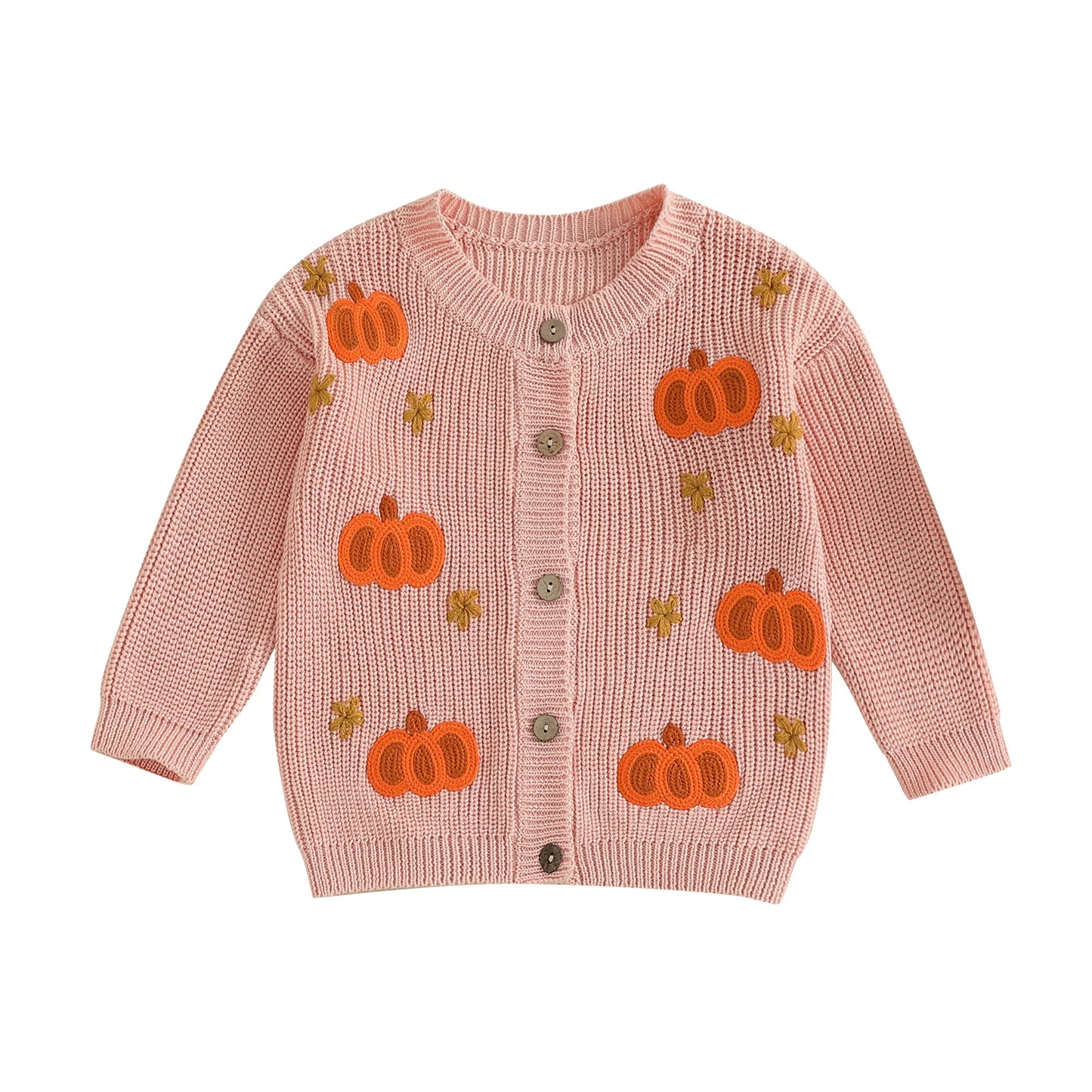 Baby Toddler Girls Halloween Sweater Casual Pumpkin Pattern Infant Button Cardigan Knitwear Warm Clothes Top