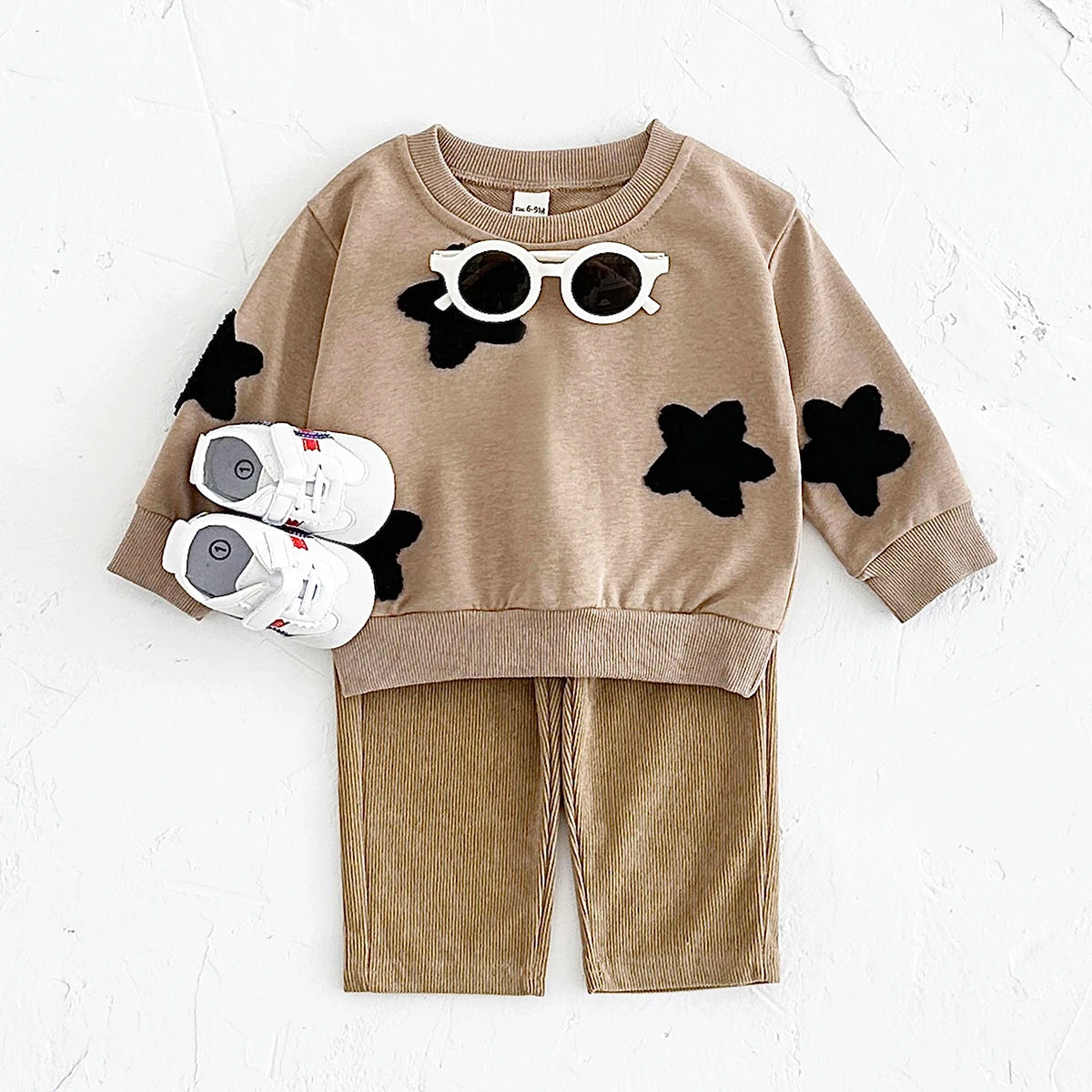 Baby Toddler Boys Girls 2Pcs Stars / Clouds / Flowers Crewneck Long Sleeve Top + Pants Set OUtfit