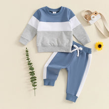 Load image into Gallery viewer, Baby Toddler Boys 2Pcs Long Sleeve Round Neck Top Drawstring Long Pants Contrast Color Outfit Set
