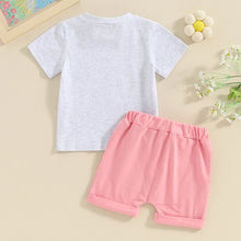 Load image into Gallery viewer, Baby Toddler Girls 2Pcs In My Auntie&#39;s Bestie Era Short Sleeve Letters Flowers Print Top Drawstring Shorts Set Outfit
