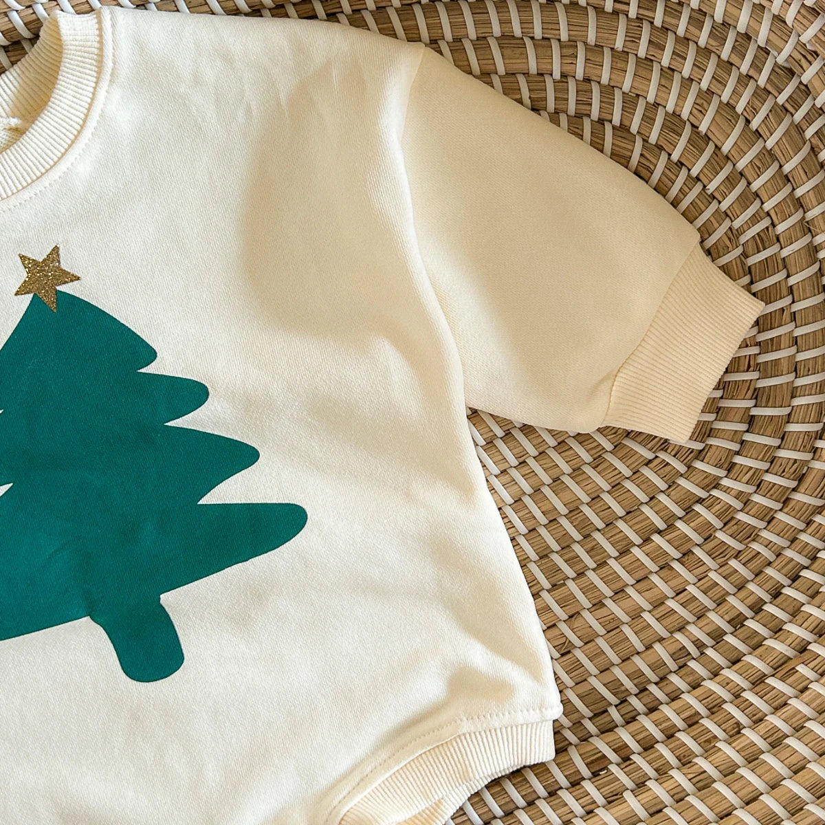 Baby Boys Girls Bubble Romper Christmas Tree / Happy Letters Long Sleeve Crew Neck Bodysuit