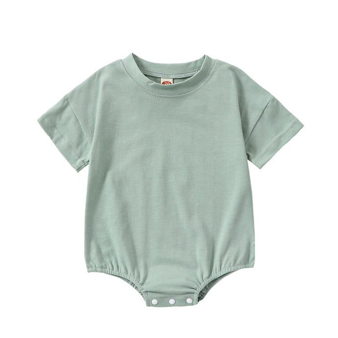 Infant Baby Boys Girls Summer Casual Bodysuit Short Sleeve Crew Neck Solid Jumpsuit Bubble Romper