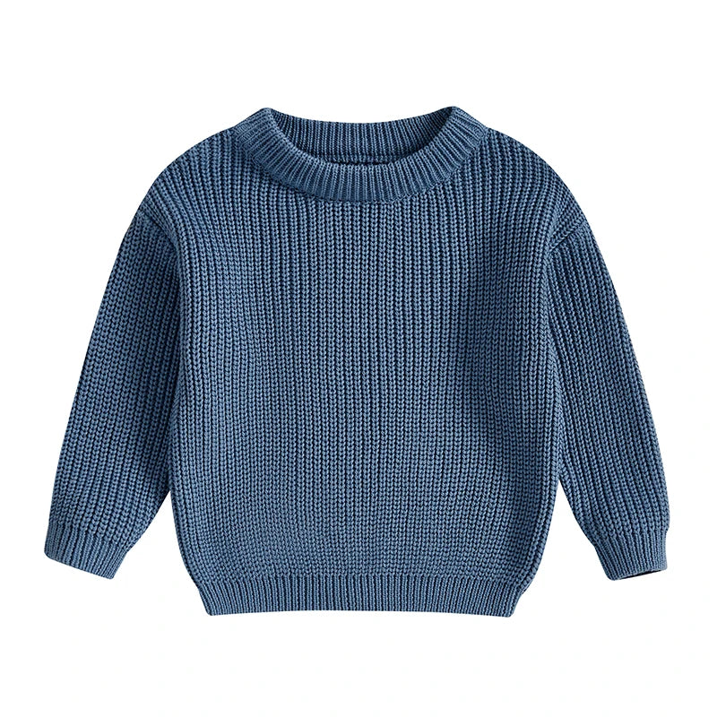 Baby Toddler Girls Boys Sweaters Knitting Pullovers Tops Solid Color Basic Cotton Long Sleeve Sweater Top