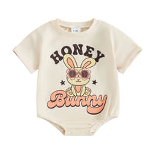 Load image into Gallery viewer, Baby Girls Boys Easter Romper Honey Bunny Letter Rabbit Print Crew Neck Short Sleeve Bodysuit
