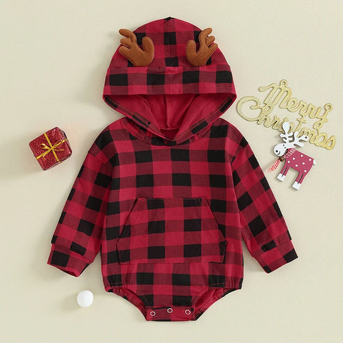 Toddler Baby Boy Checkerboard Print Romper Short/Long Sleeve Hooded Plaid Jumpsuit Bodysuit Outfit Summer Clothes