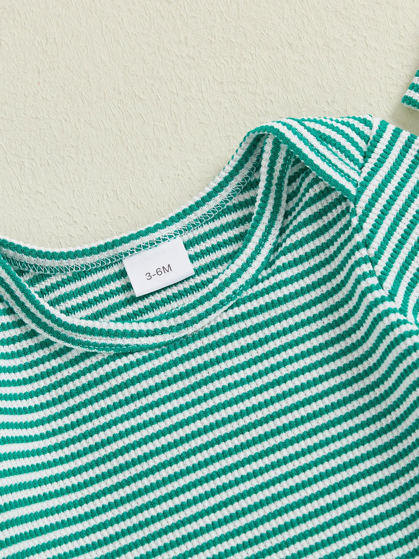 Baby Boys Girls 3Pcs Outfits Striped Crew Neck Long Sleeve Romper with Pants and Cap Beanie Hat Set