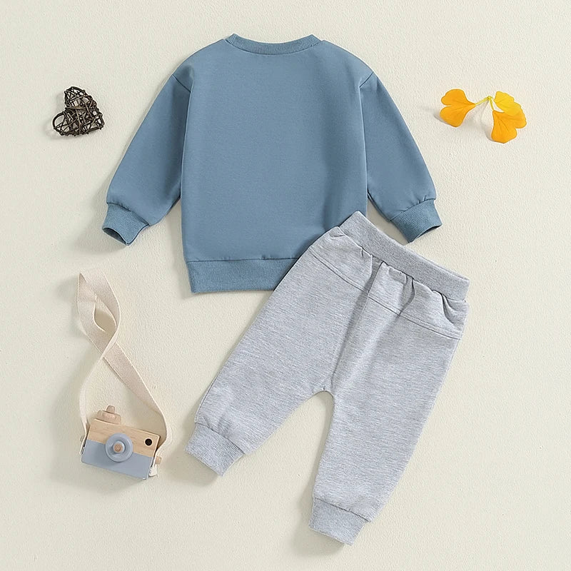 Toddler Kids Boys 2Pcs Big Brother Fall Outfit Letter Print Long Sleeve Crewneck Top and Long Pants Set