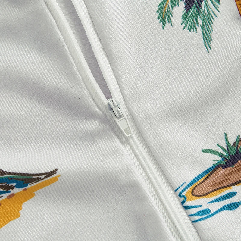 Baby Toddler Boys Rash Guard Swimwear Palm Tree Print Short Sleeve Mock Neck Zip Bathing Suit