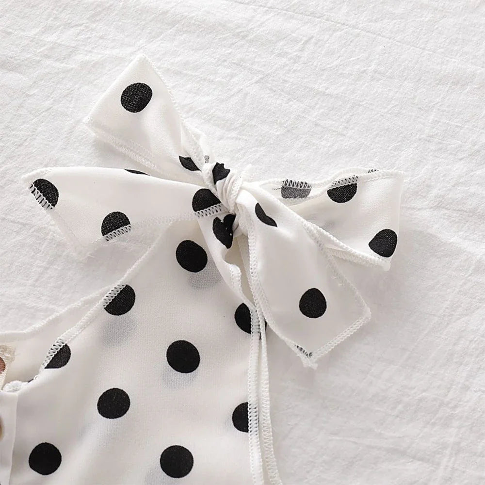 Polka Dot Tie Shoulder Romper
