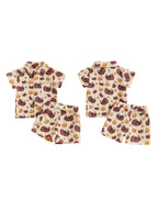 Baby Toddler Boys 2Pcs Thanksgiving Day Short Sleeve Lapel Button Up Turkey Pumpkin Print Top and Shorts Sets