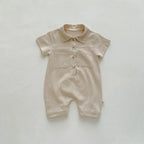 Solid Linen Overalls Jumpsuit Romper