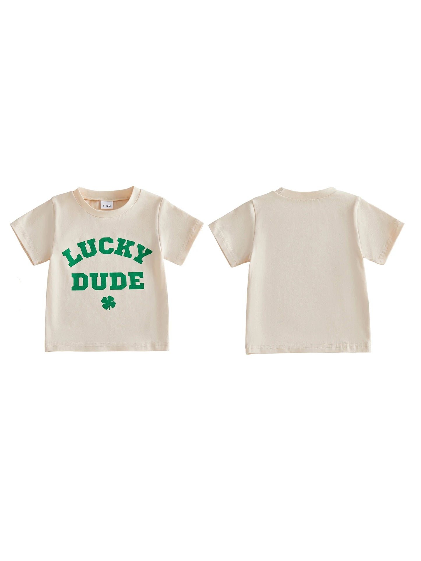 Baby Toddler Boys Summer T-Shirt Letter Shamrock Print Lucky Dude Short Sleeve Round Neck St. Patrick's Day Top