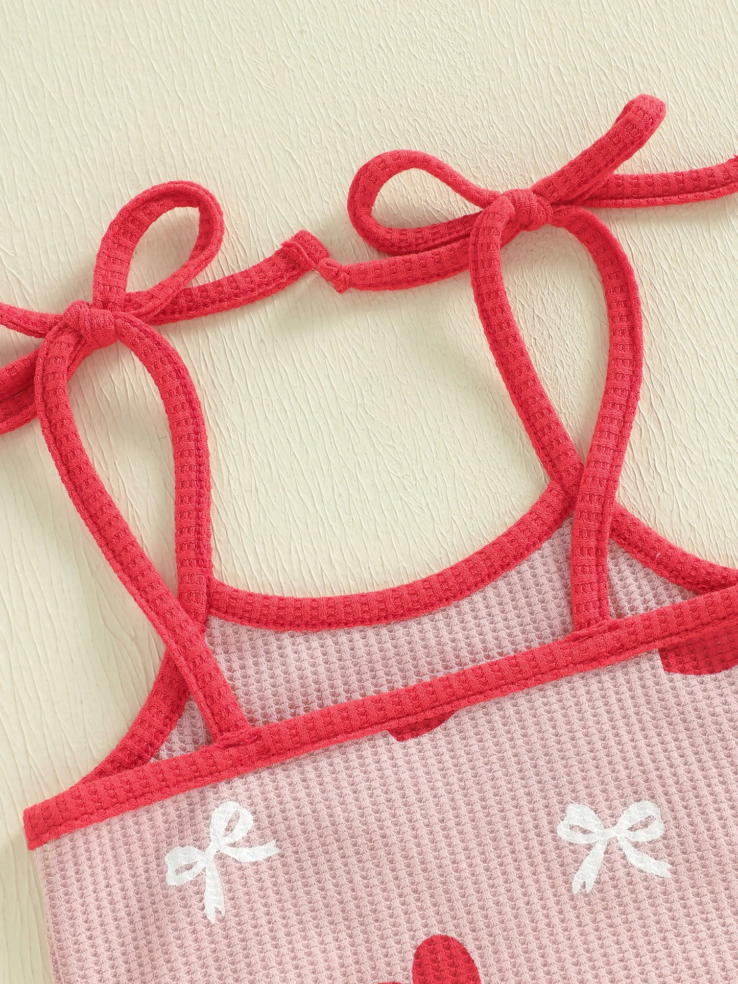 Baby Toddler Girls LOVER Valentine's Day Tank Top Flare Leg Overalls Jumpsuits Letter Embroidery Heart Print Bell Bottom Romper