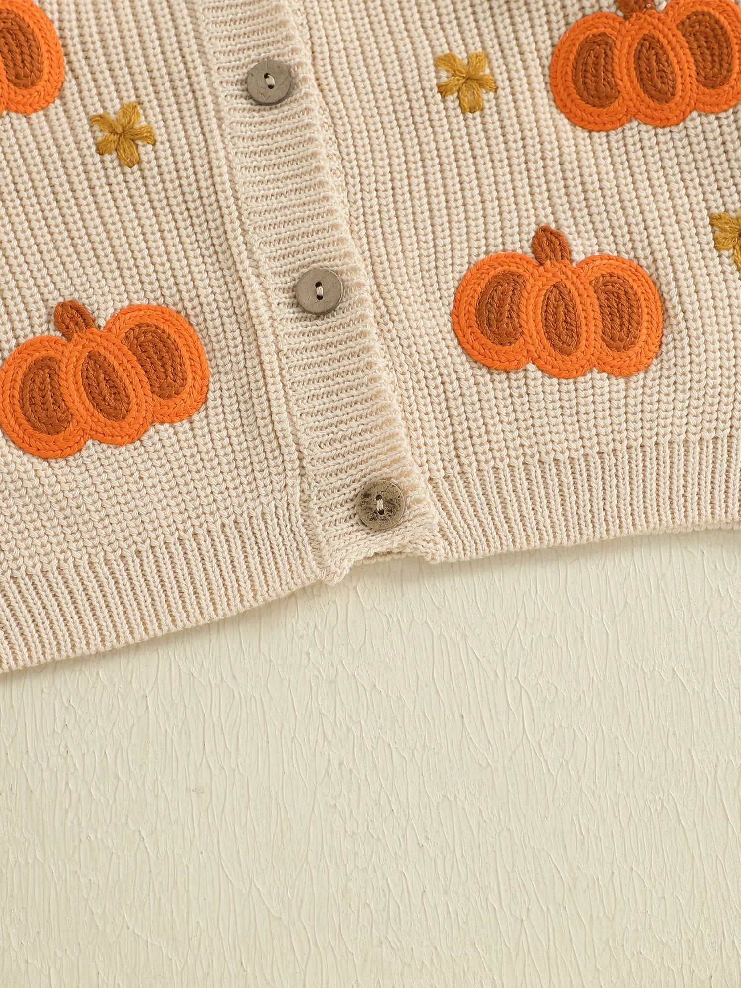 Baby Toddler Girls Halloween Sweater Casual Pumpkin Pattern Infant Button Cardigan Knitwear Warm Clothes Top