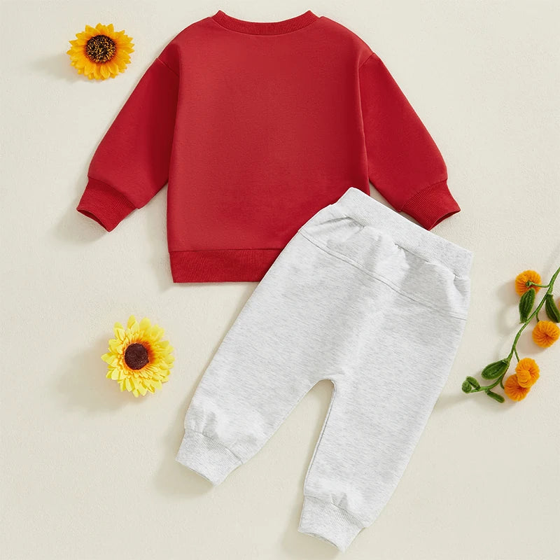 Baby Toddler Boys 2Pcs Snacks Are My Love Language Fall Outfit Letter Print Long Sleeve Top and Long Pants Jogger Set