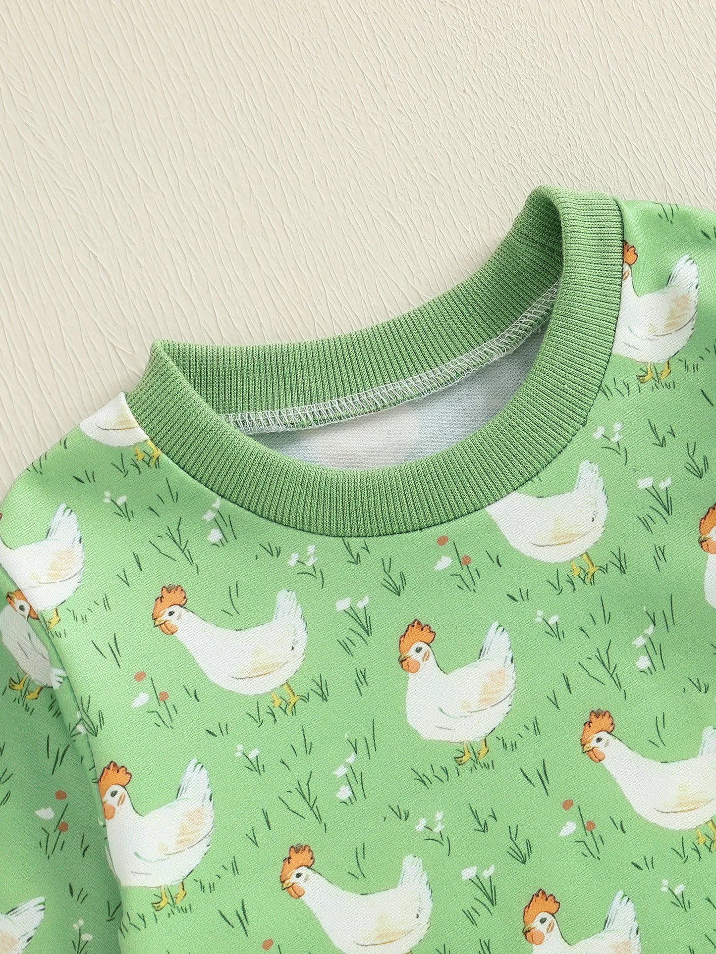 Baby Toddler Boys Girls 2Pcs Fall Outfit Long Sleeve Farm Chicken Print Top Jogger Pants Set