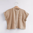 Loose Short-Sleeve Muslin Top
