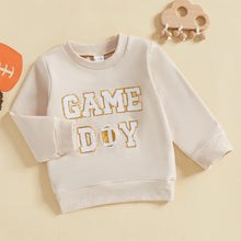 Load image into Gallery viewer, Baby Toddler Boys Girls Fall GAME DAY Football Sequin Letter Embroidery Long Sleeve Crew Neck Pullover Top
