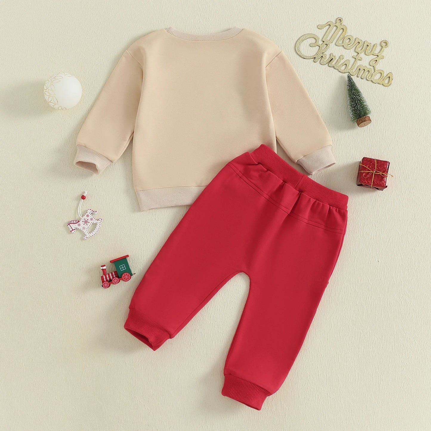 Baby Toddler Boys 2Pcs Christmas Set Truck and Christmas Tree Long Sleeve Round Neck Pullover Top Jogger Pants Set