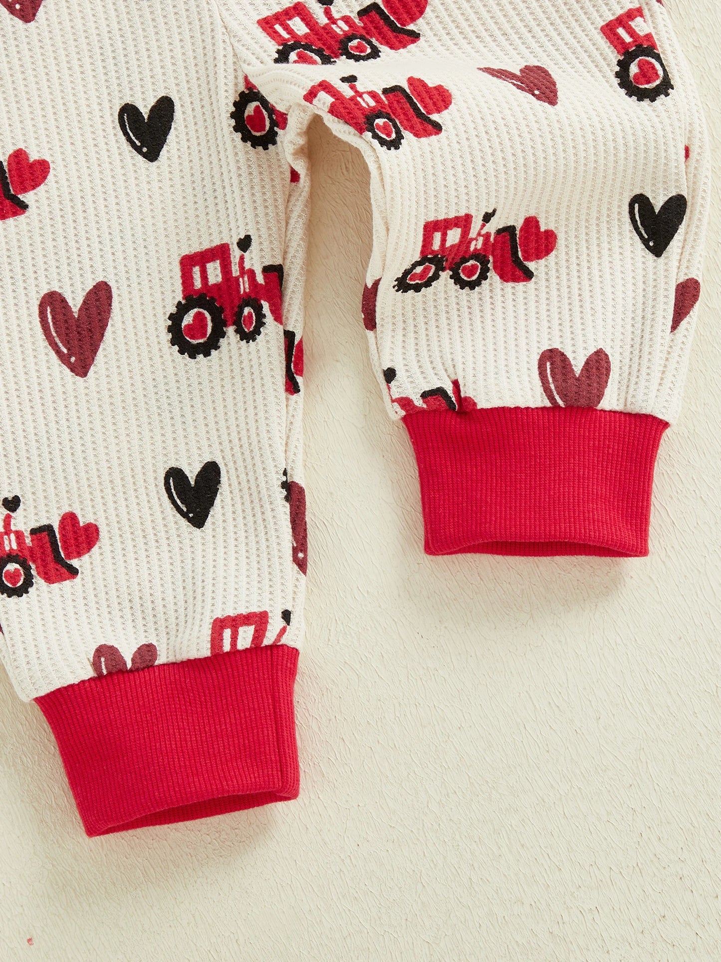 Baby Toddler Boy 2Pcs MY LOVE Valentine's Outfit Letter Embroidery Long Sleeve Crew Neck Pullover Top and Joggers Pants Set