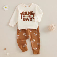 Load image into Gallery viewer, Baby Toddler Boys Girls 2Pcs Outfit Game Day Long Sleeve Letter Embroidery Pullover Top Football Print Pants Jogger Set
